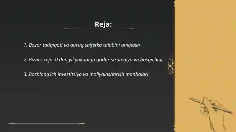 Quruq salfetka ishlb chiqarish 2