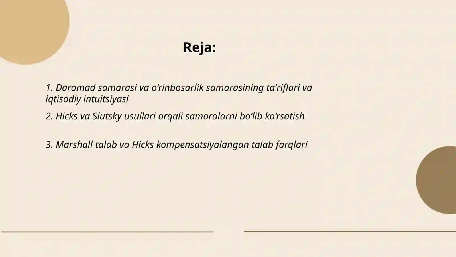 Daromad va o‘rinbosarlik samaralarini baholash 2