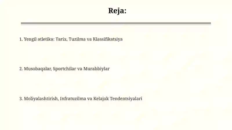 Yengil atletika bulimlari va turkimlanishi 2