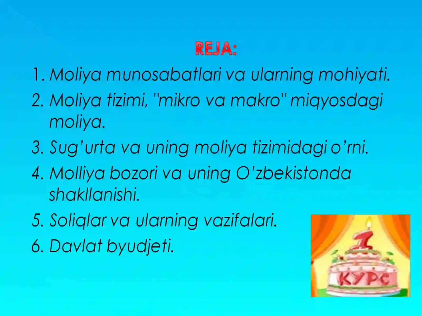 Moliya tizimi va moliyaviy siyosat 2