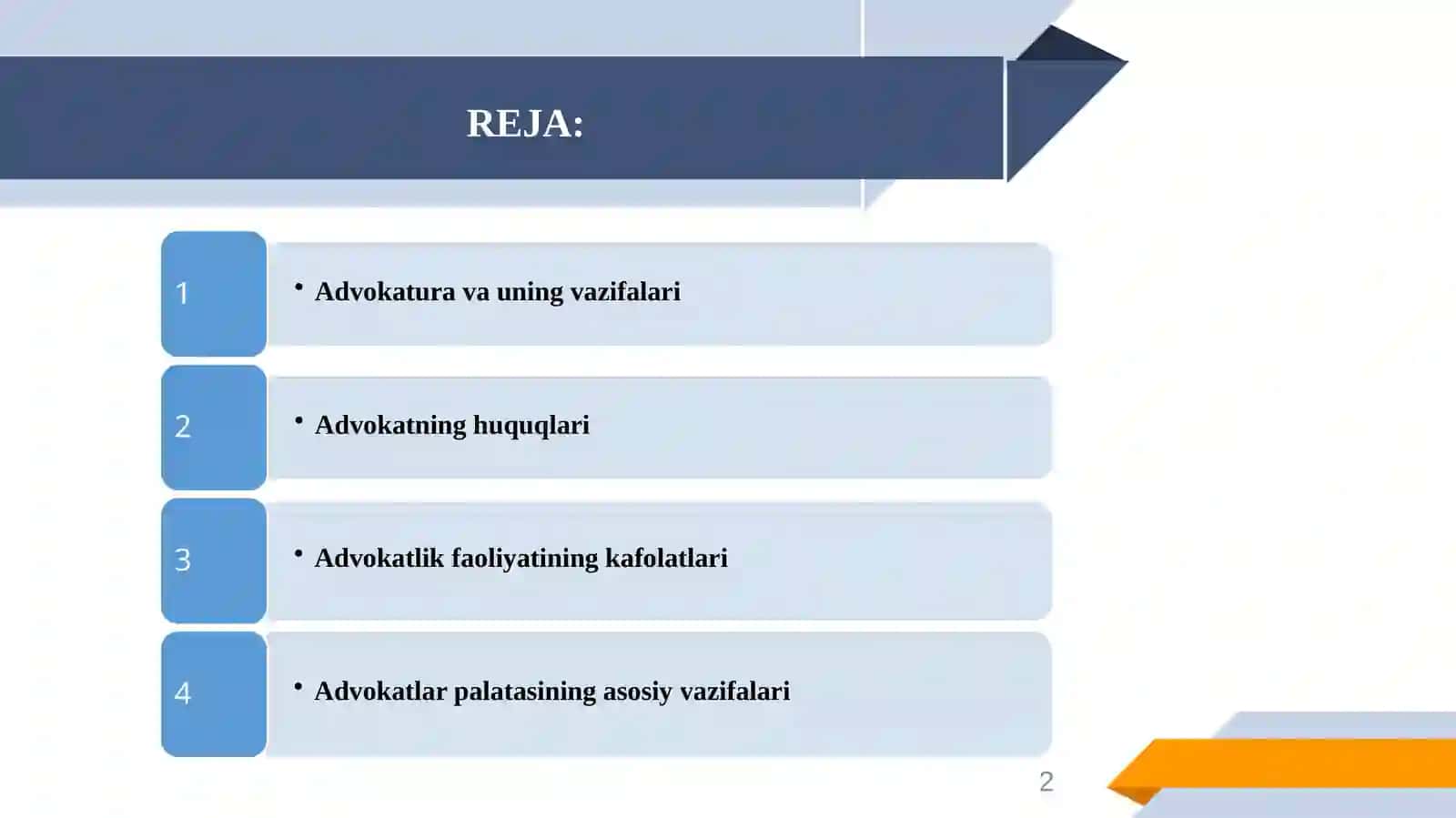 "O‘ZBEKISTON RESPUBLIKASIDA ADVOKATURANING KONSTITUTSIYAVIY-HUQUQIY ASOSLARI" 2