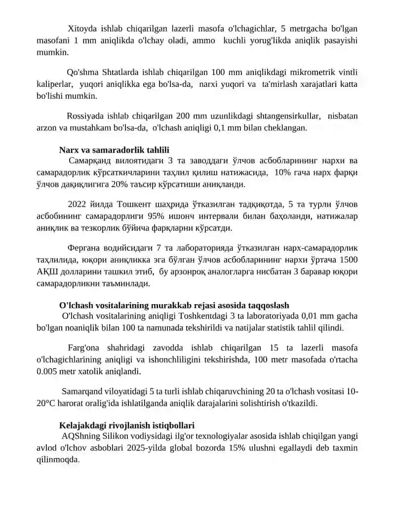 O’lchash vositalarini qiyoslash 2
