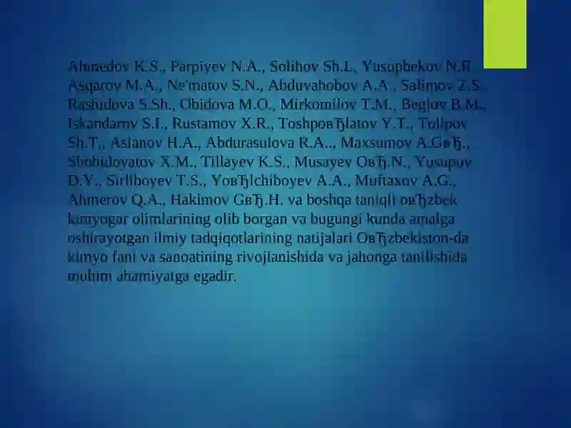 O'zbekistonda Kimyo Fanining Rivojlanishi 2