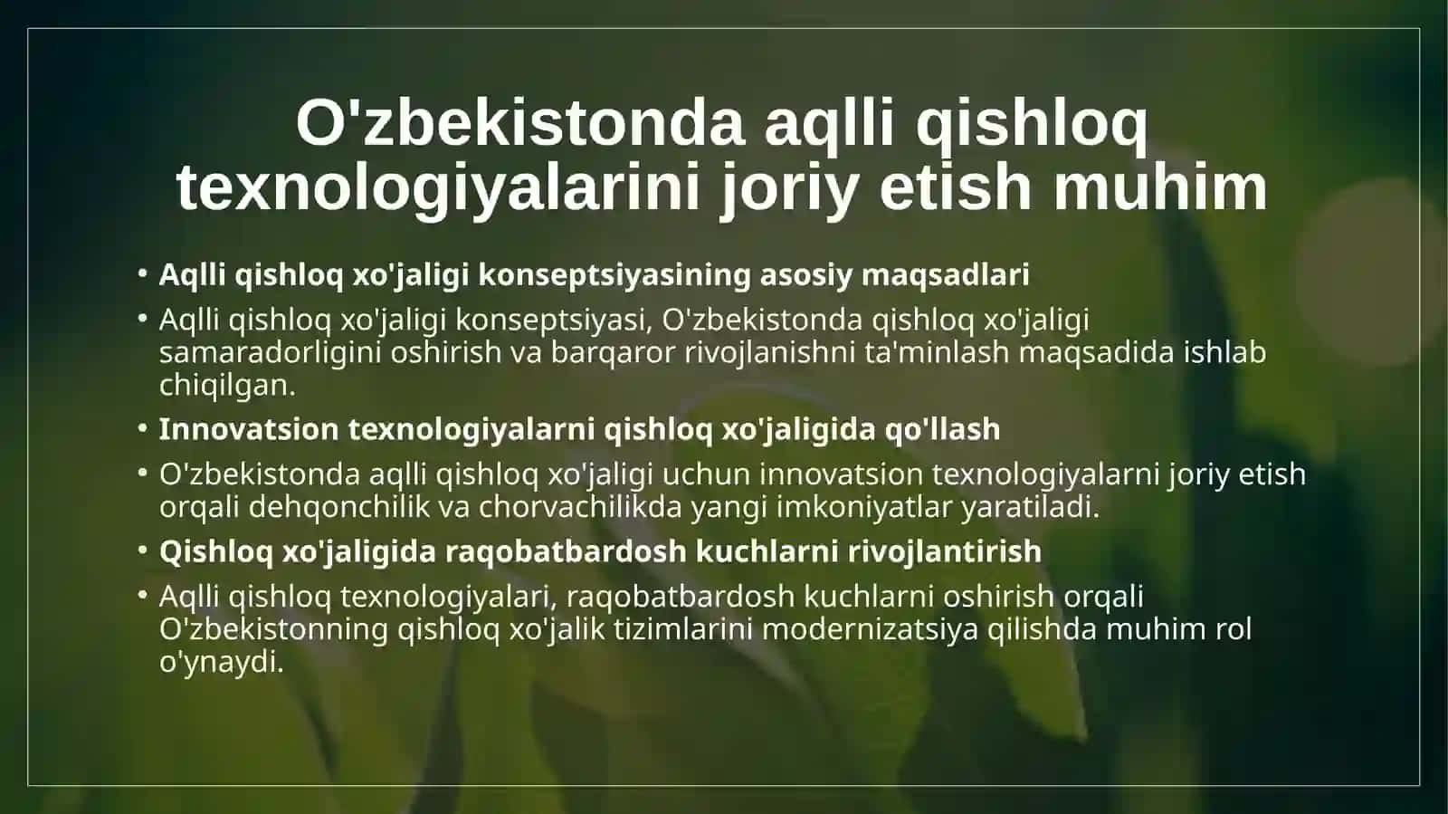 O'zbekistonda aqlli qishloq xo'jaligi konseptsiyasi 2