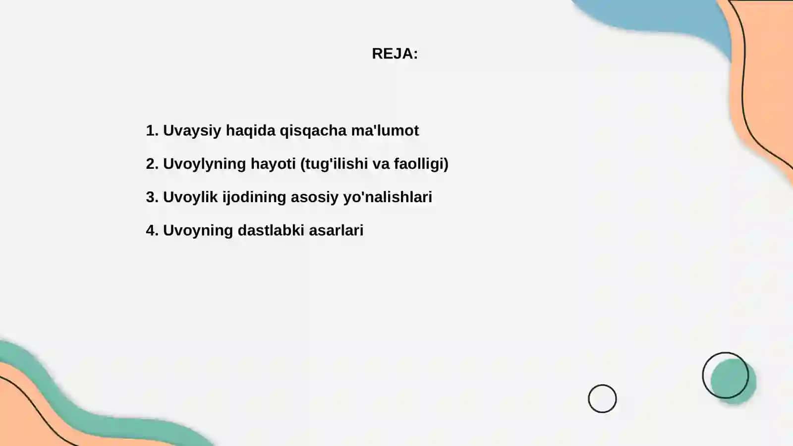 Uvaysiy hayoti va ijodi 2