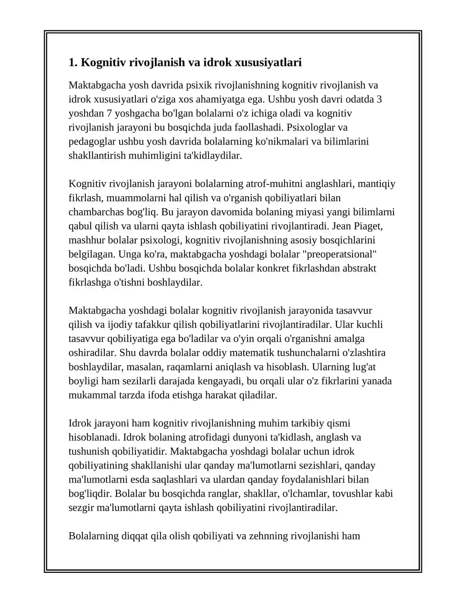 MAKTABGACHA YOSH DAVRIDA PSIXIK RIVOJLANISHI XUSUSIYATLARI 2