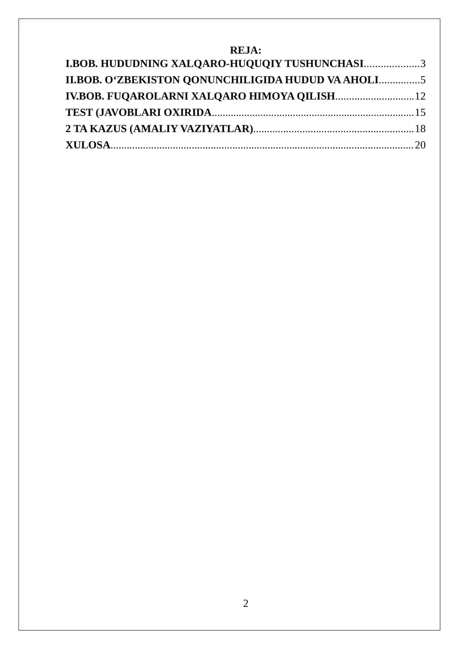 Hududning xalqaro-huquqiy masalalari. Axoli va fuqarolikning xalqaro-huquqiy masalalari 2