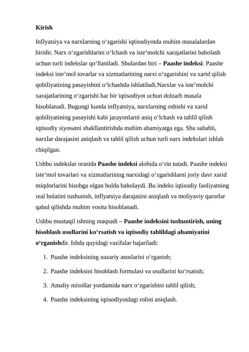 Paashe indeksi va uning iqtisodiy tahlildagi ahamiyati 2