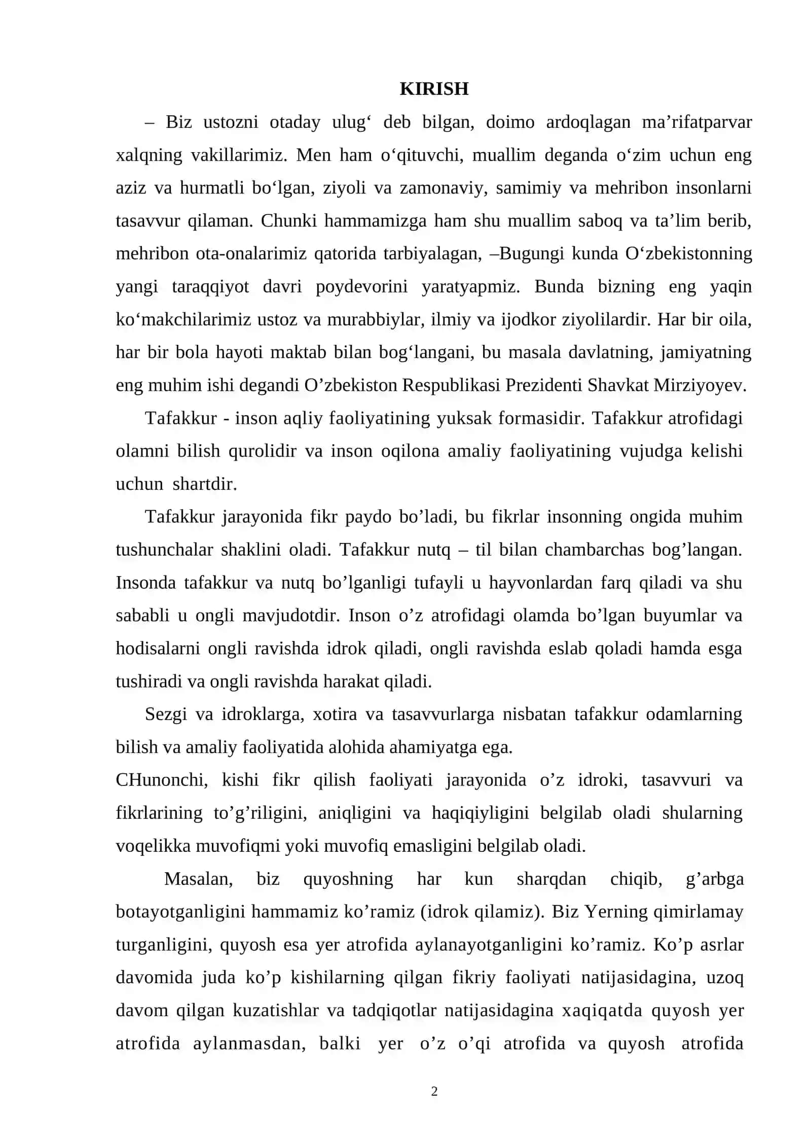 TAFAKKUR TO‘G‘RISIDA UMUMIY TASAVVURLAR 2