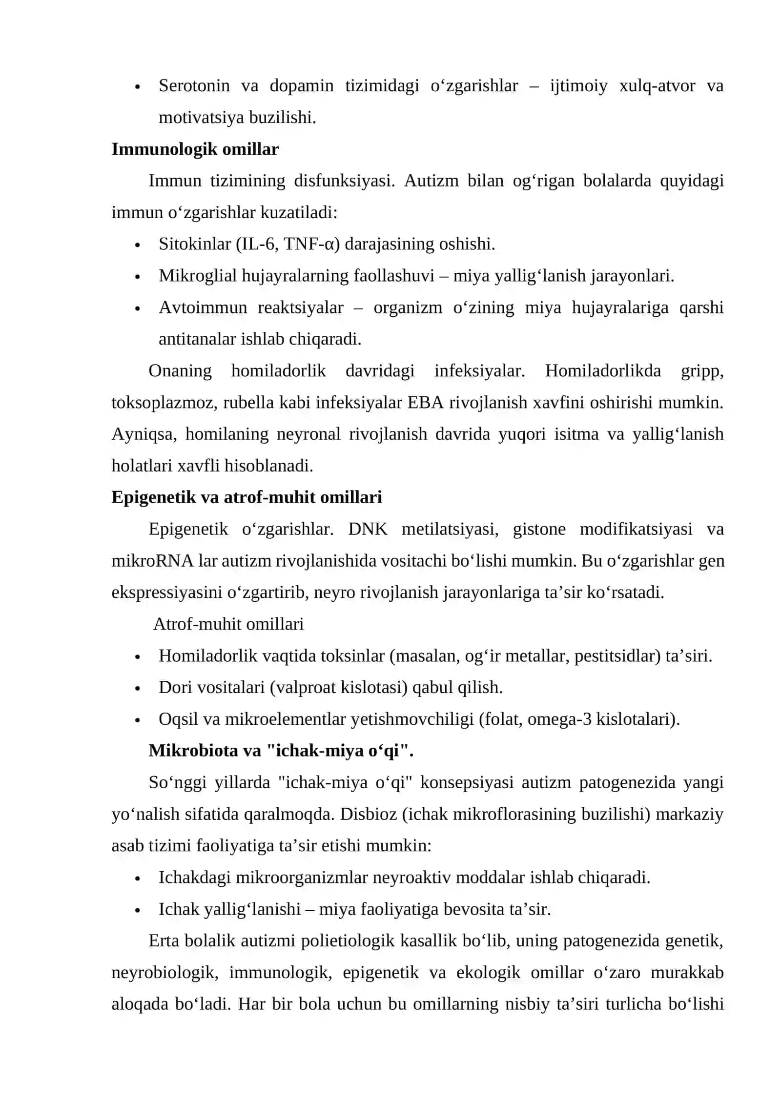 Erta bolalik autizmining patogenetik mexanizmlari 2