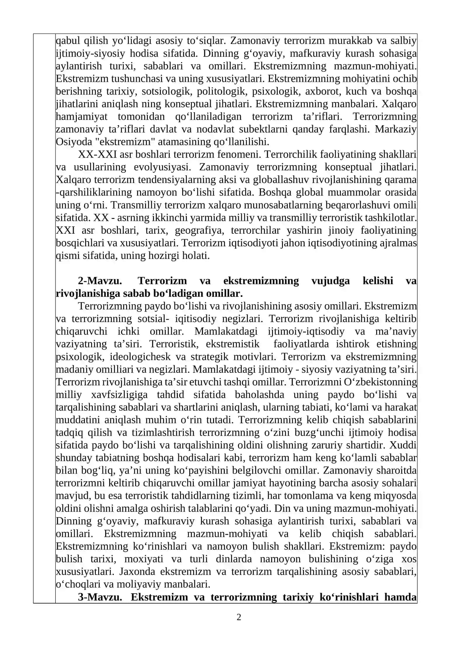 Ekstremizm va terrorizm: genezisi va tahdidi 2