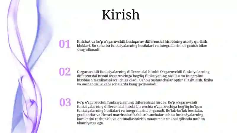 Bir Va Ko'P O'Zgaruvchili Funksiya Differensial Hisobi 2