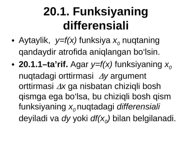 Differensial Funksiyalar 2