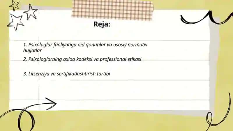 Psixologlarni kasbiy faoliyatini tashkil qilishda me'yoriy hujjatlar 2