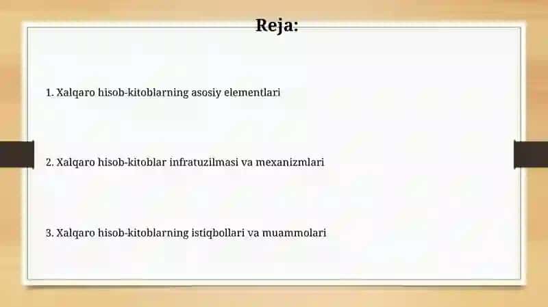 Xalqaro hisob-kitoblariga nisbatan xarakteristika 2