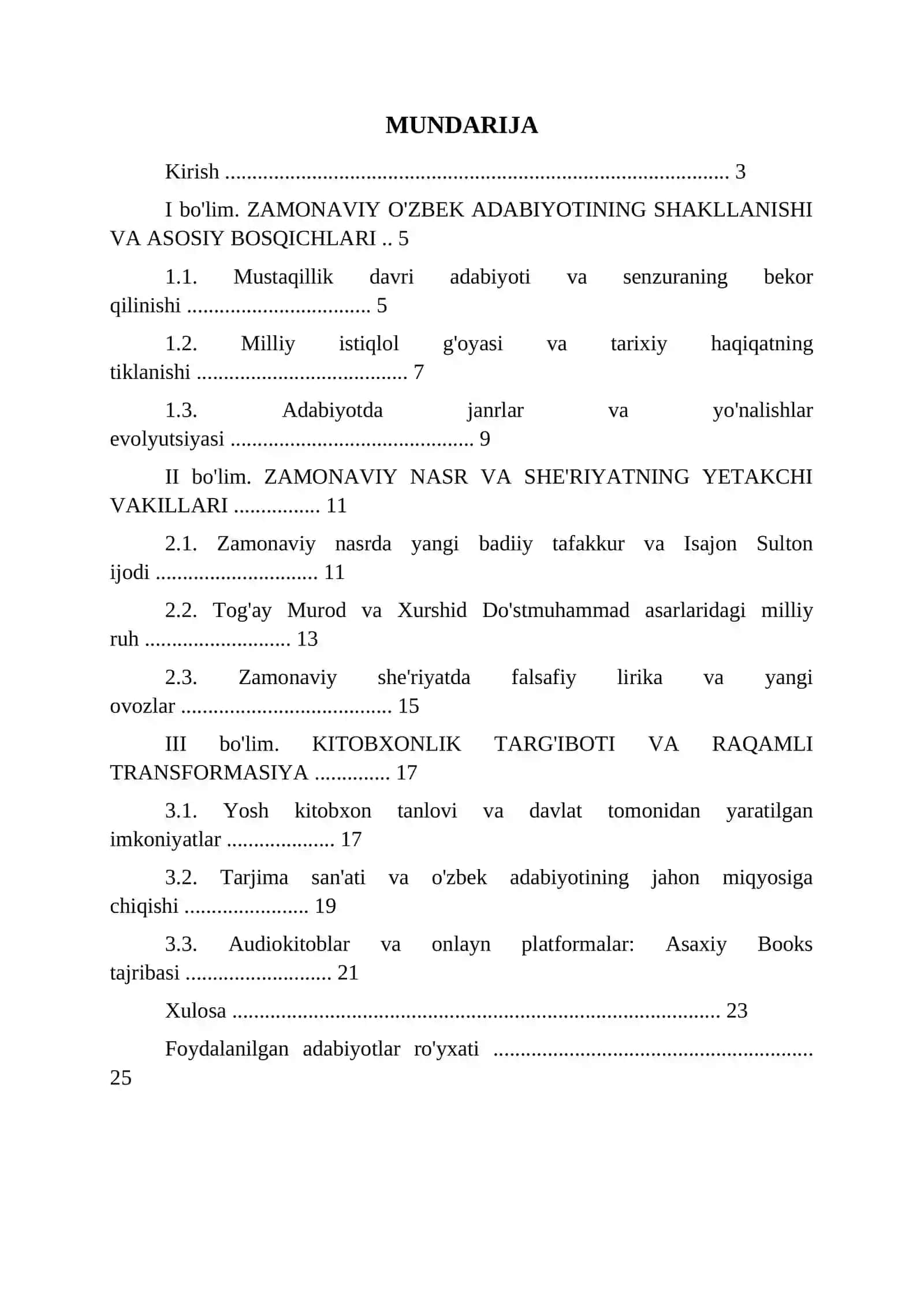 Zamonaviy O'zbek adabiyoti va uning rivojlanish istiqbollari 2