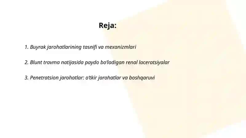 Buyrak va siydik chiqaruv yoʻllari jarohatlari 2