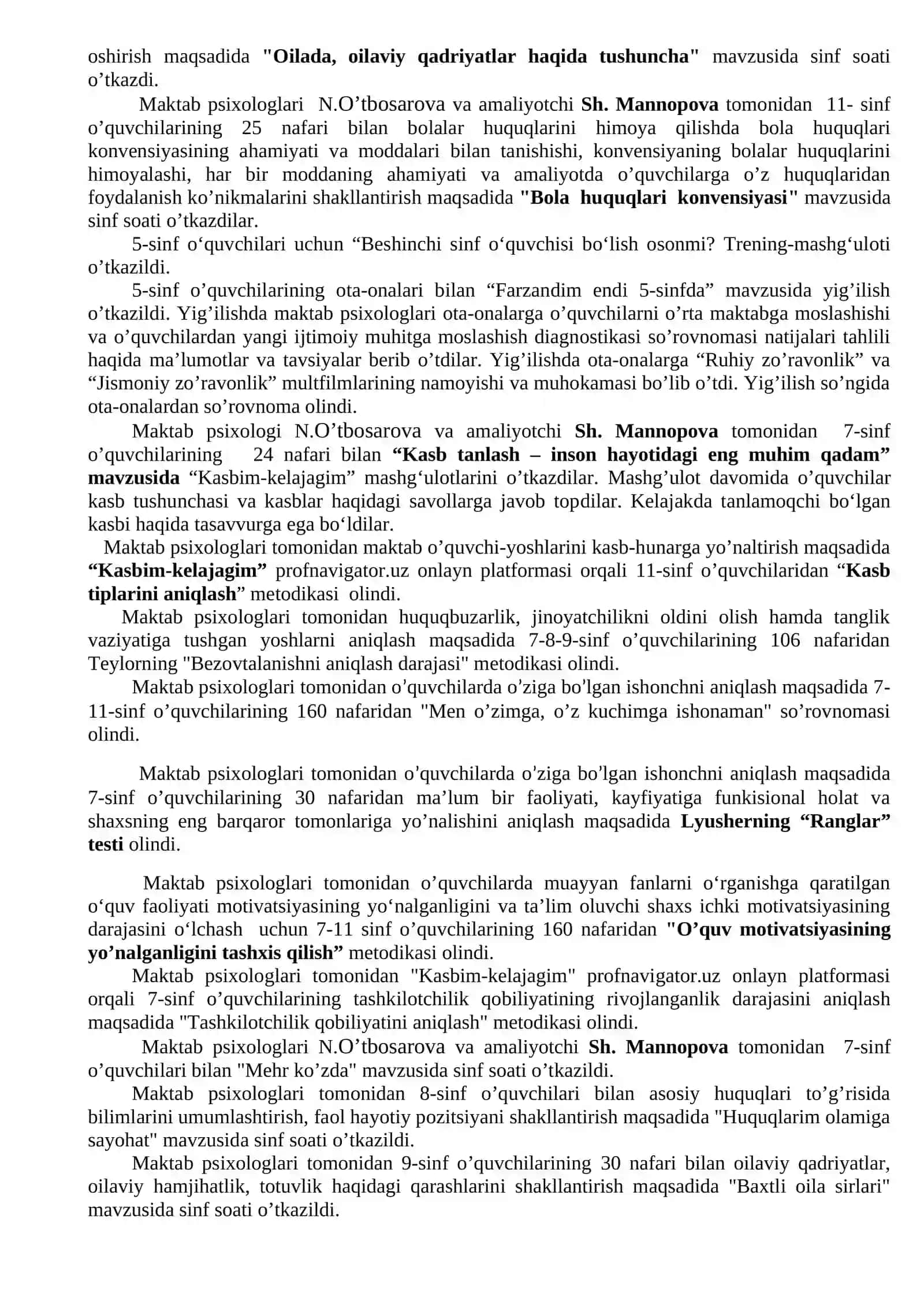 O’quvchilarni psixologik-pedagogik qo’llab-quvvatlash ishlarini yanada takomillashtirish 2