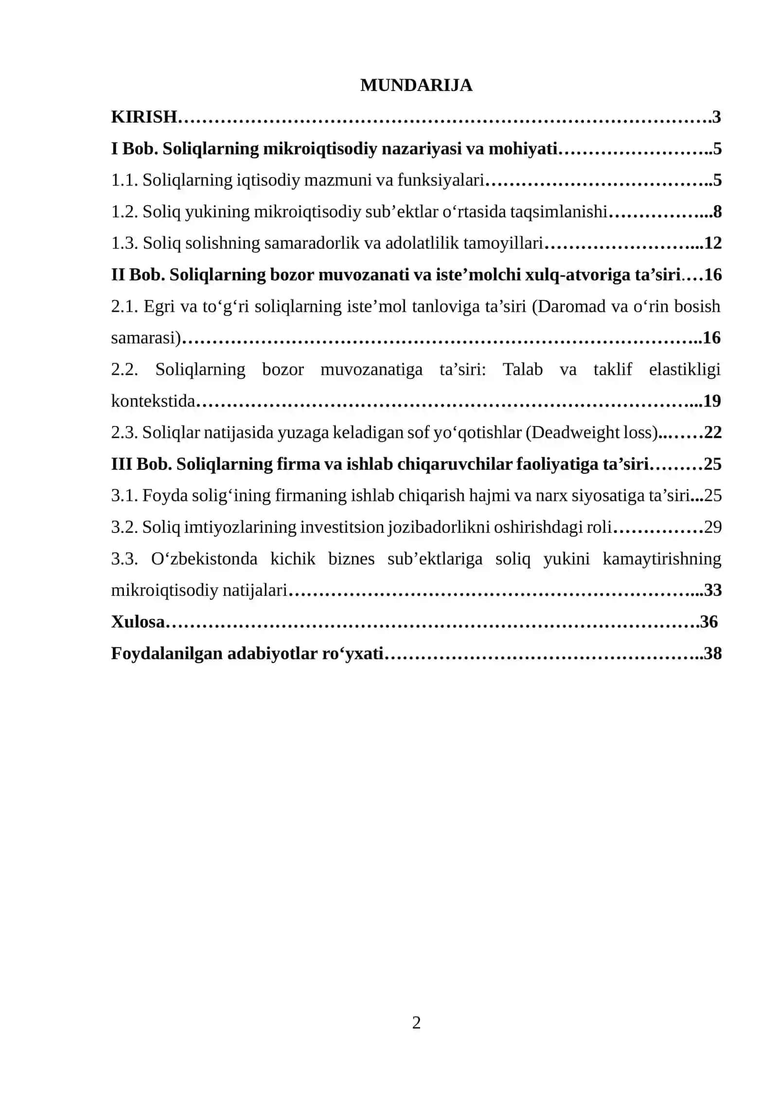 Soliqlarning mikroiqtisodiy nazariyasi va mohiyati 2
