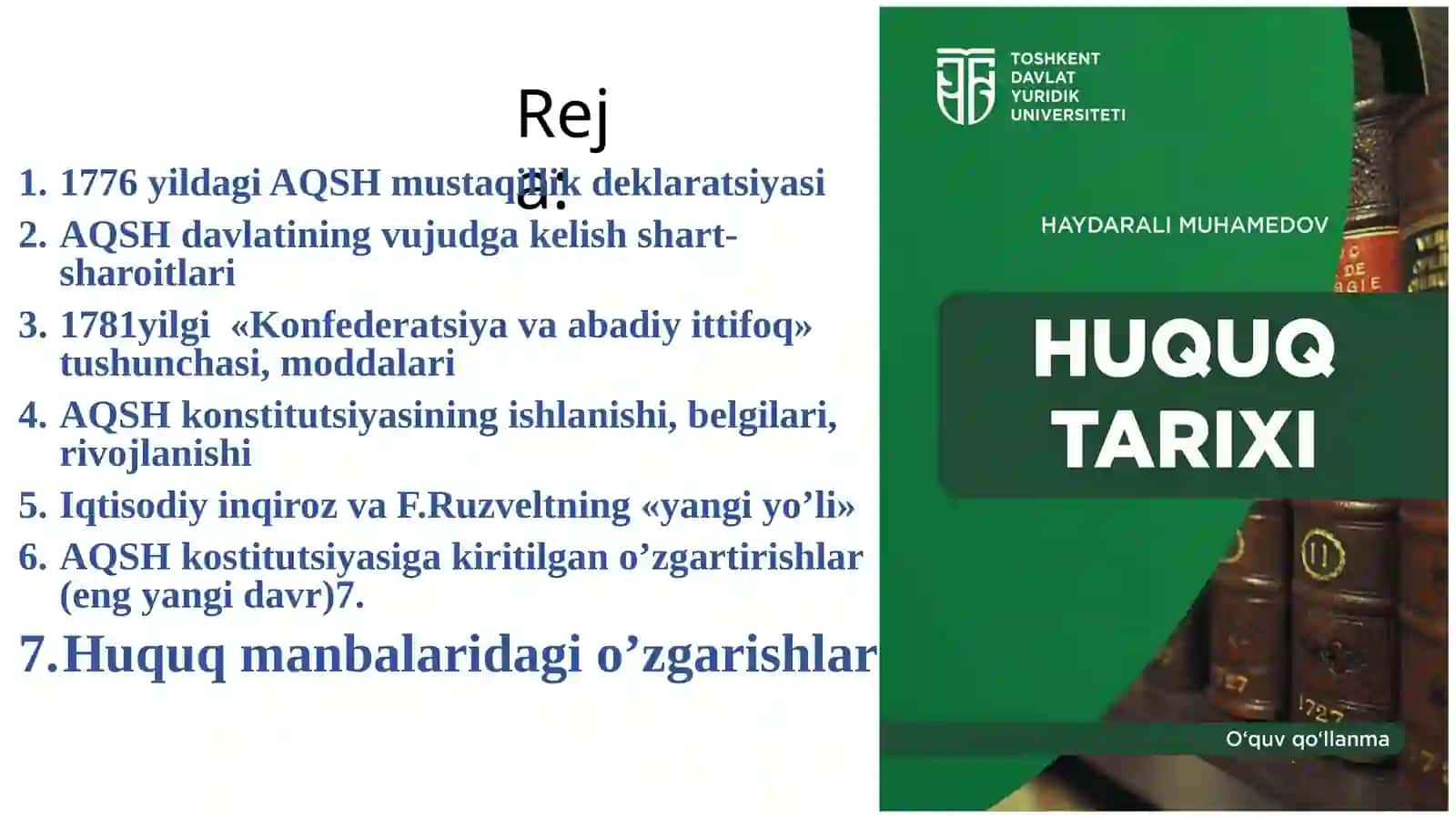 AQSH davlat va huquqi(yangivaengyangidavr) 2
