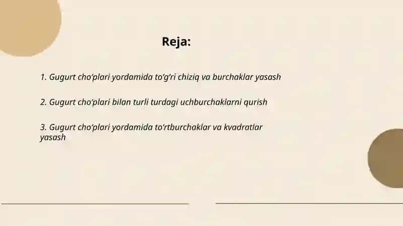 Gugurt choʻplari yordamida geyometir shakllarni yasash 2