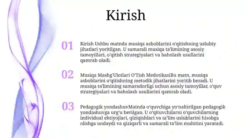 Musiqa Mashg'Ulotlari O'Tish Medotikasi 2