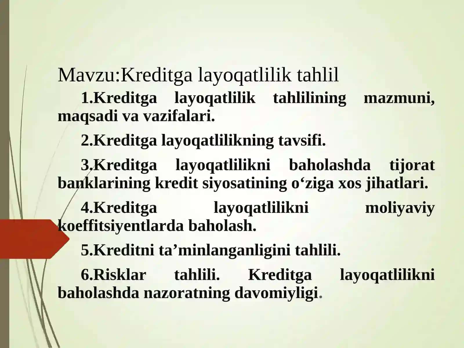 Kreditga layoqatlilik tahlili 2