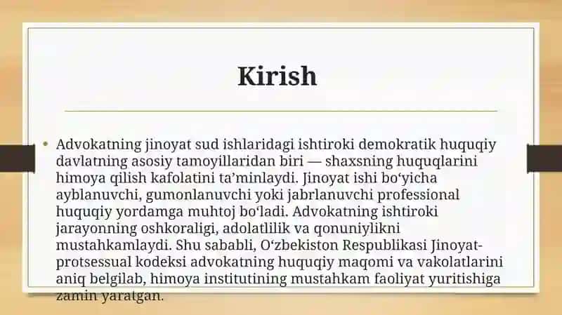 Advokatning Jinoyat Sud Ishlarini Yuritishdagi Ishtiroki 2