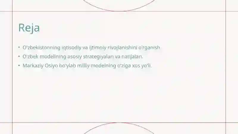 Rivojlanishning o'ziga hos yo'li Taraqqiyotning O'zbek modeli 2