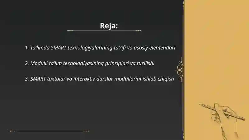 Taʼlimda SMART texnologiyalaridan foydalanish.Modulli taʼlim texnologiyasi 2