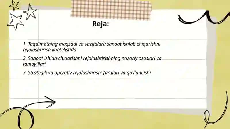 Sanoat ishlap chiqarishini rejalashtirish va bashorat qilish mavzusida taqdimot tayorlash 2