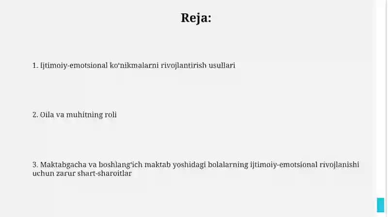 Maktabgacha va boshlanʻich maktab yoshidagi bolalarning ijtimoiy-emotsional rivojlanishi zarurligi 2