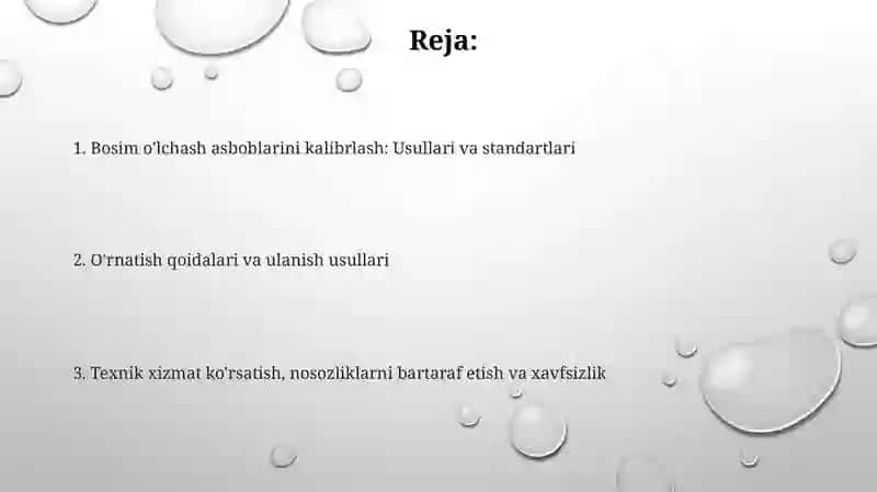 Bosimo'lchash asboblarini kalibrlash va o'rnatish qoidalari 2