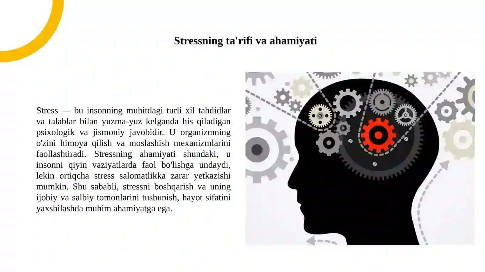 Stressning ta'rifi va ahamiyati 2