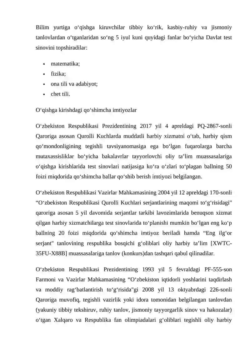 OLIY HARBIY TA’LIM MUASSASALARIDA TA’LIM JARAYONINI TASHKIL YETISH VA OLIB BORISH TARTIBI 2
