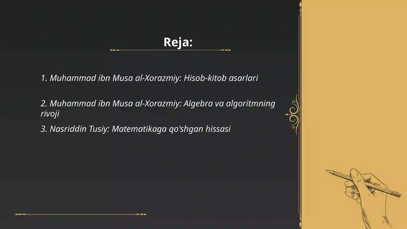 Muhammad ibn Musa al-Xorazmiy: Hisob-kitob asarlari 2