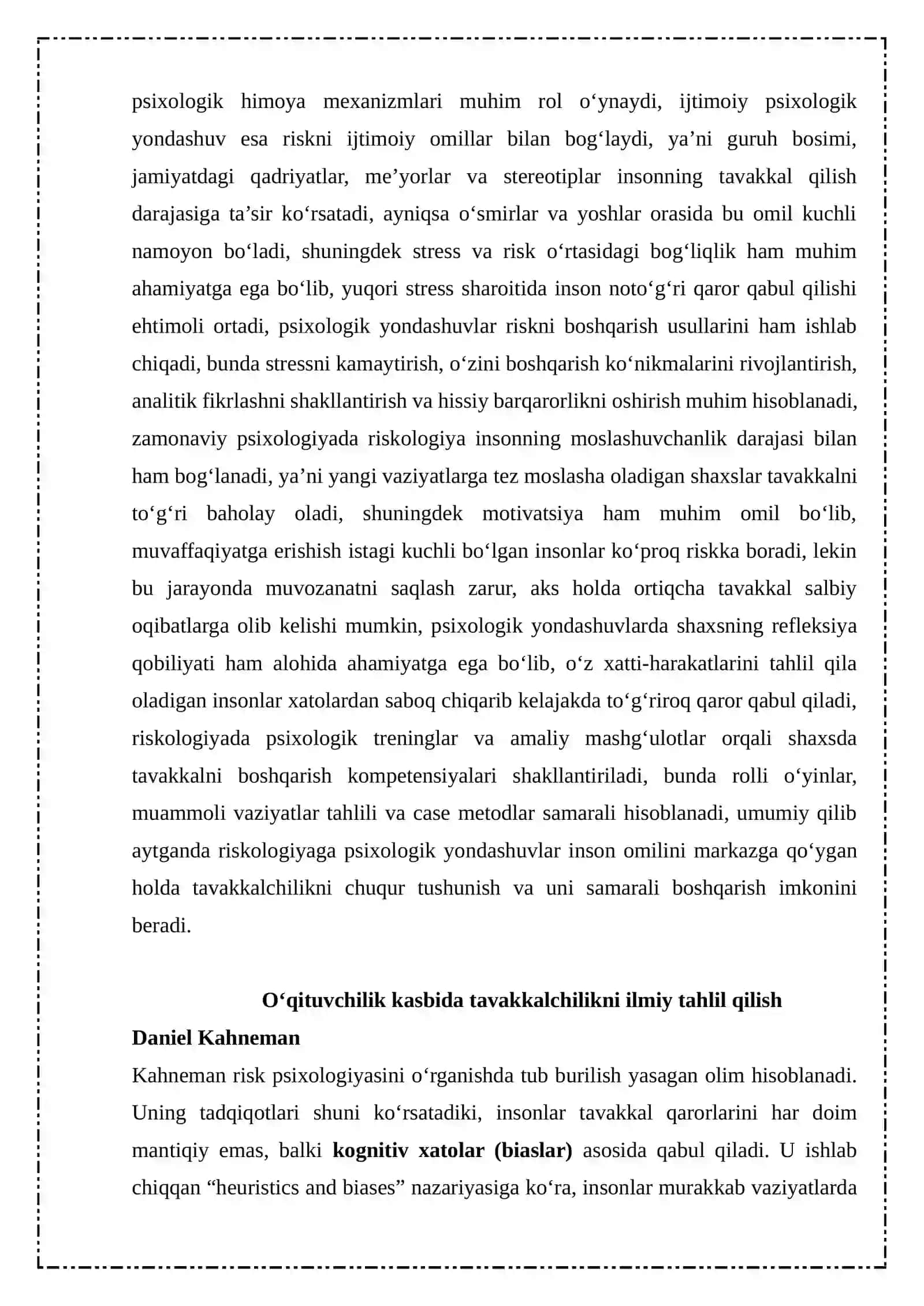 Riskologiyaga psixologik yondashuvlar 2