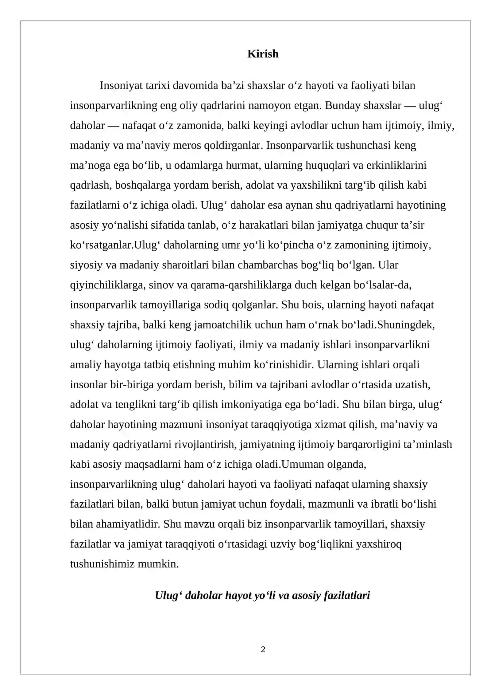 Insonparvarlikning ulug‘ daholari umr mazmuni haqida 2