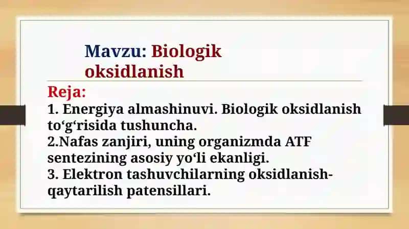 Biologik oksidlanish 2