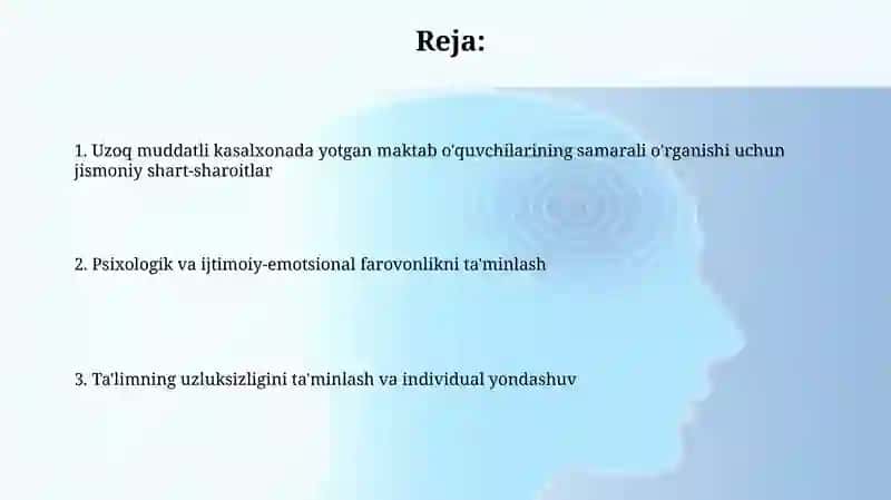 Shifoxonalarda uzoq davolanuvchi maktab o'quvchilarini samarali ta'lim olishning asosiy shartlari 2
