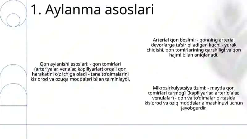 Asoslari.Qonning Tomiriarda Harakattanishi Arterial Gon Bosimi Mikrosirkulyatsiva Tizimi 2