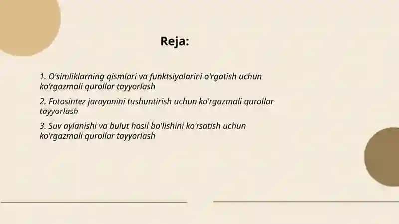 Tabiatshunoslik fanidan mavzular bo'yicha ko'rgazmlai qurollar tayyorlash 2