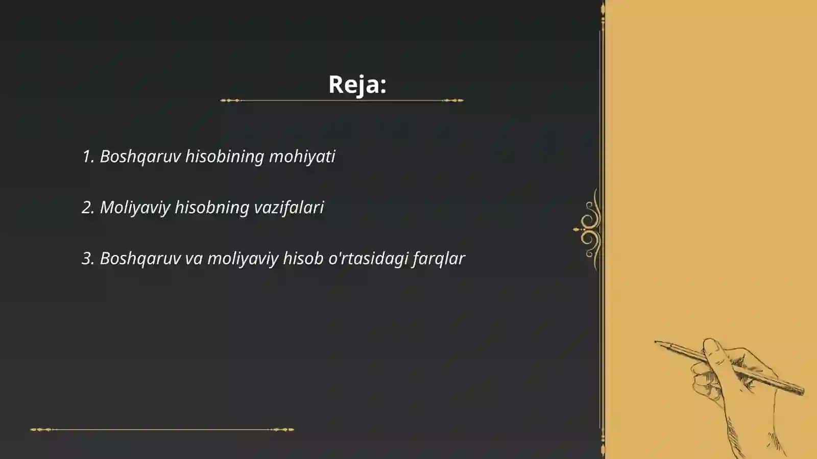 Boshqaruv va moliyaviy hisoblarning xususiyatlari 2