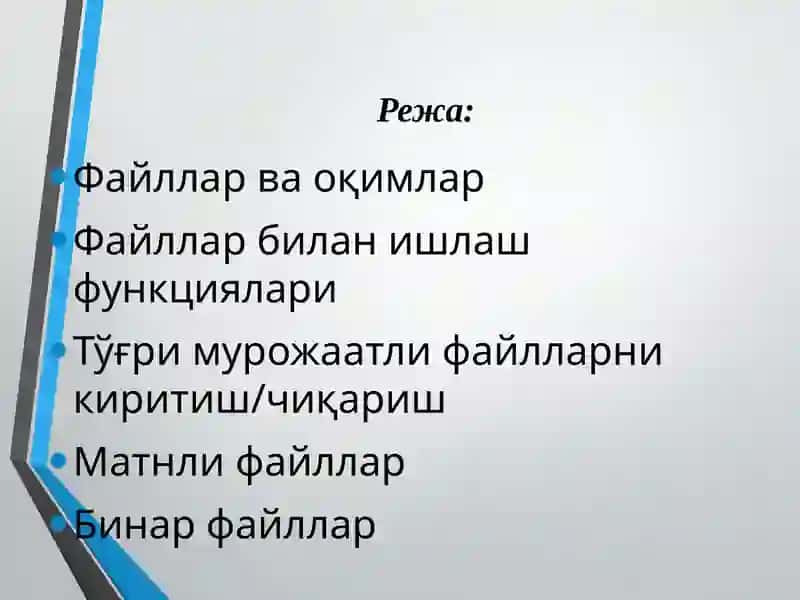 C++ дастурлаш тилида файллар билан ишлаш 2