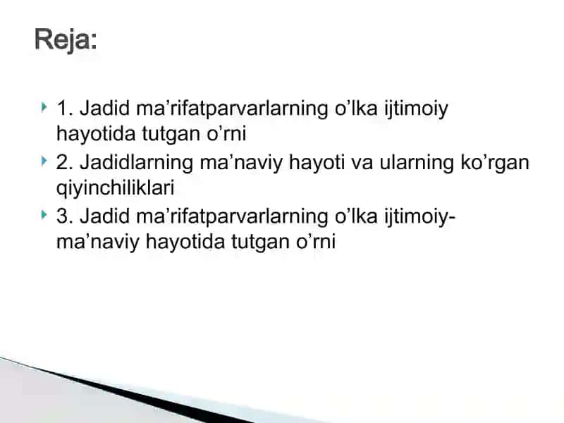 Jadid Ma’rifatparvarlarning o’lka ijtimoiy-ma’naviy hayotida tutgan o’rni 2