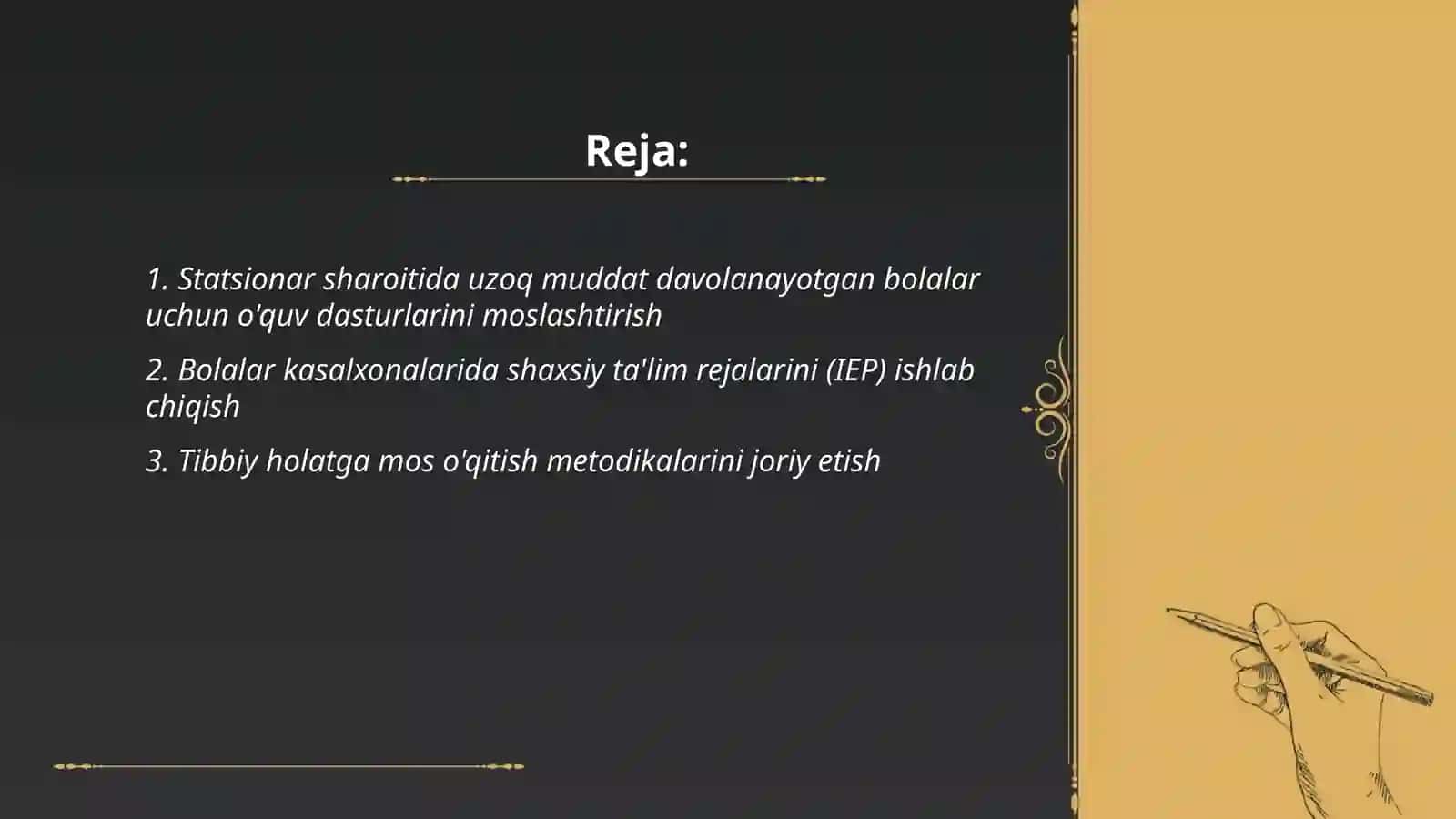 Tibbiyot muassasalari statsionarlarida uzoq muddatli davolanayotgan bolalar uchun taʼlim muhitini yaratish 2