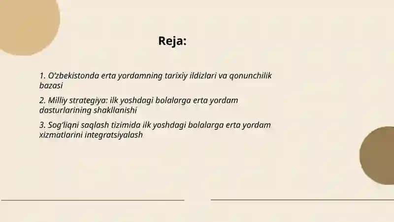 Oʻzbekistonda ilk yoshdagi bolalarga erta yordam yuzaga kelishi va rivojlanishi 2