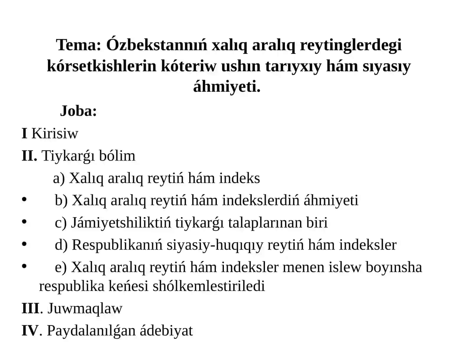 Ózbekstannıńxalıqaralıqreytinglerdegikórsetkishlerinkóteriw ushın tarıyxıy hám sıyasıy áhmiyeti 2