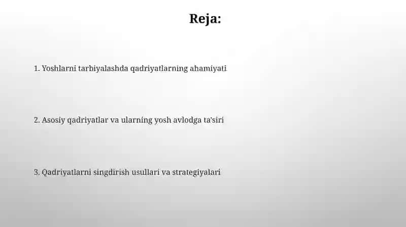 Yoshlartarbiyasidaqadriyatlaroʻrni 2