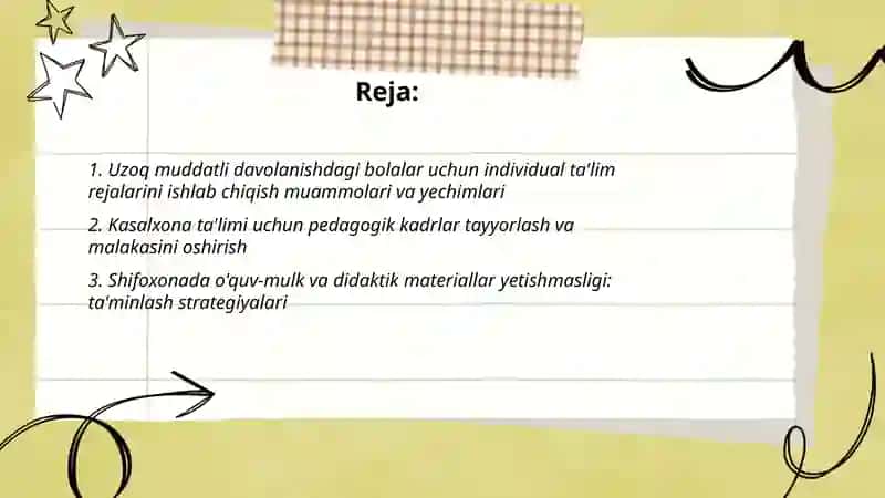 Tibbiyot Statsionarlarida Uzoq Muddatli Davolanayotgan Bolalar Uchun Ta'lim Muhiti 2